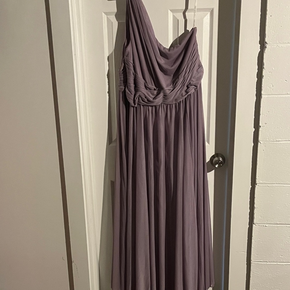 David's Bridal Lavender One-Shoulder Dress